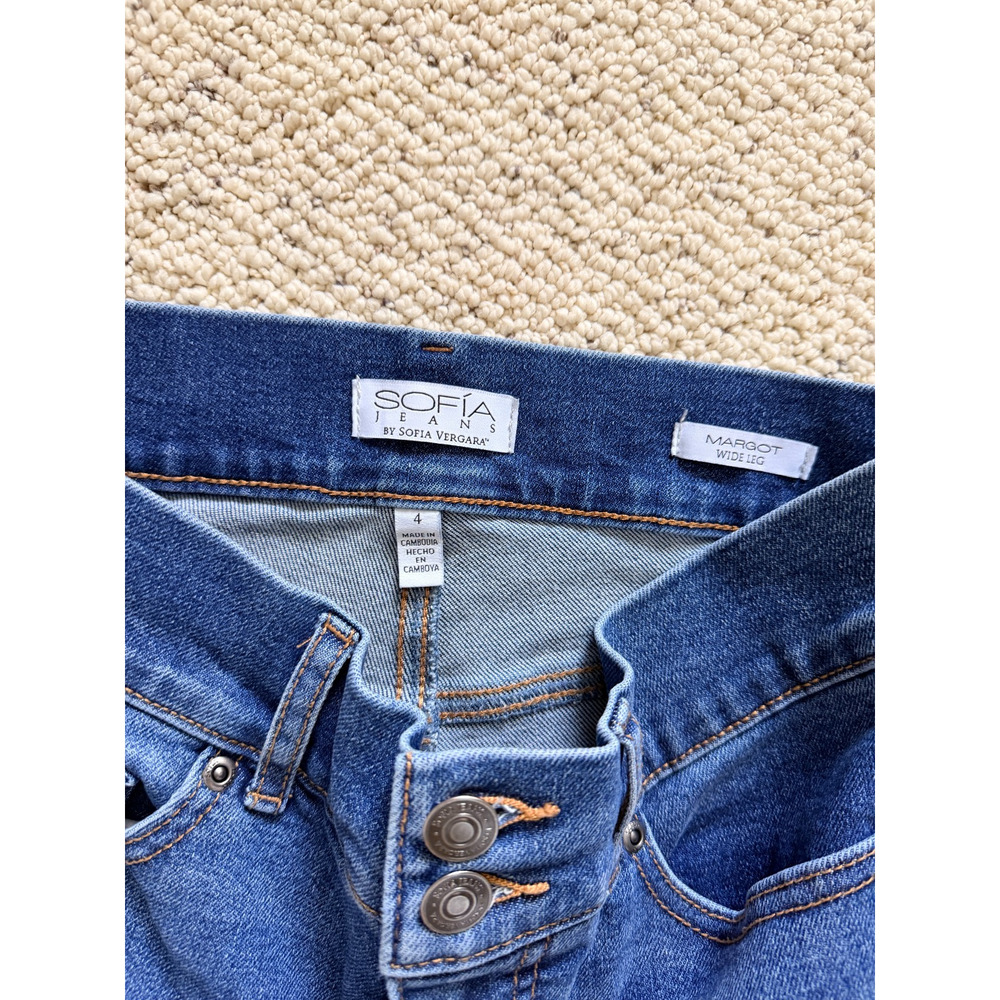 Sofia Jeans By Sofia Vergara Margot Wide Leg Jeans Womens Size 4 Medium Wash - Picture 2 of 6